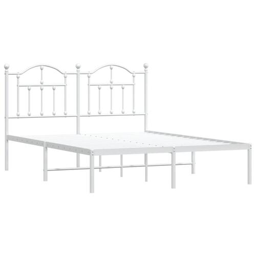 Sengeramme med sengegavl 150x200 cm metal hvid