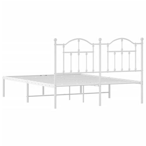 Sengeramme med sengegavl 150x200 cm metal hvid