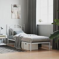 Sengeramme med sengegavl 90x200 cm metal hvid