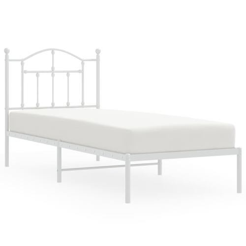 Sengeramme med sengegavl 90x200 cm metal hvid