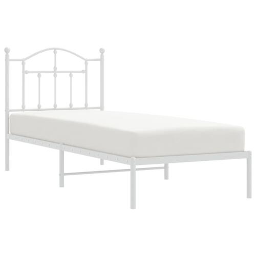 Sengeramme med sengegavl 90x200 cm metal hvid