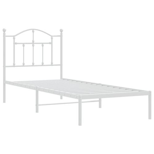 Sengeramme med sengegavl 90x200 cm metal hvid