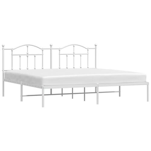 Sengeramme med sengegavl 200x200 cm metal hvid