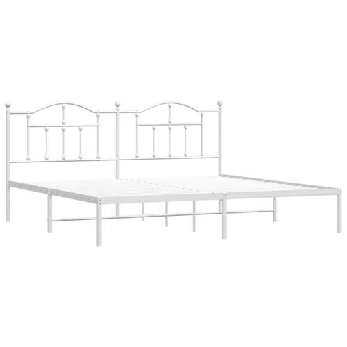 Sengeramme med sengegavl 200x200 cm metal hvid