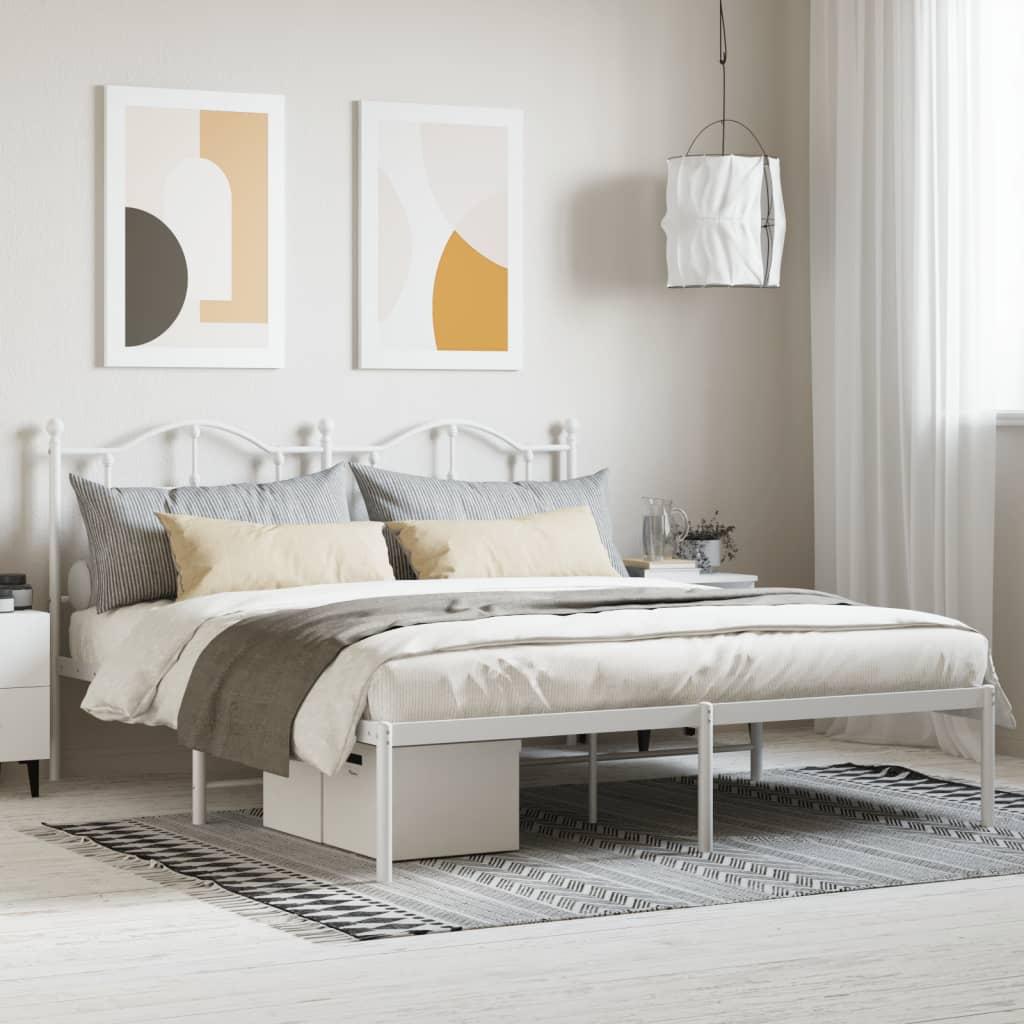Sengeramme med sengegavl 160x200 cm metal hvid