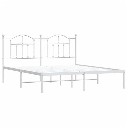 Sengeramme med sengegavl 160x200 cm metal hvid