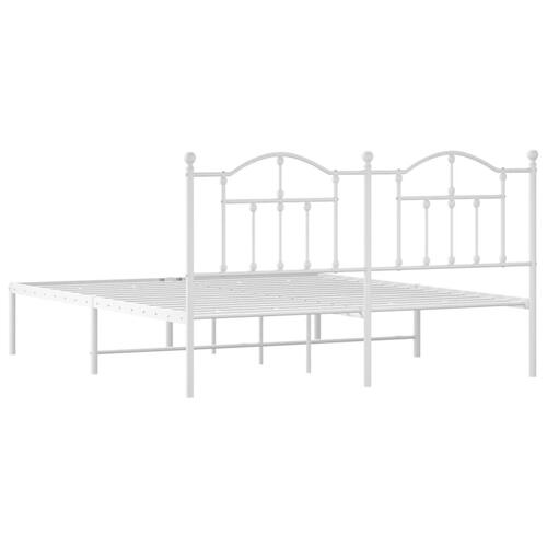 Sengeramme med sengegavl 160x200 cm metal hvid
