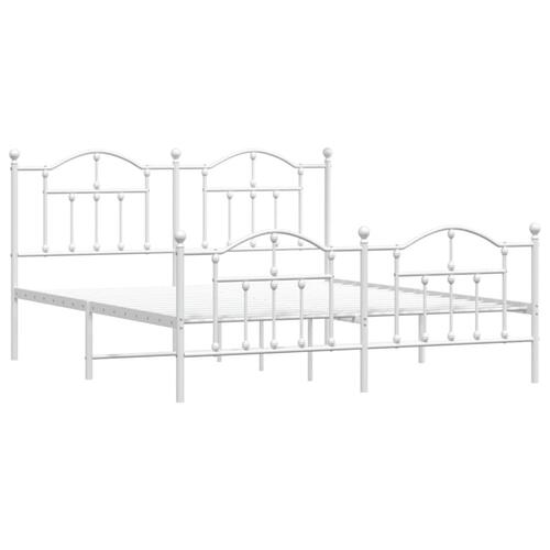 Sengeramme med sengegavl og fodgærde 160x200 cm metal hvid