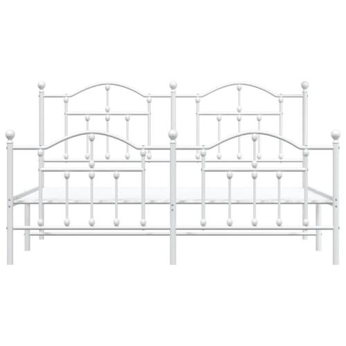 Sengeramme med sengegavl og fodgærde 160x200 cm metal hvid