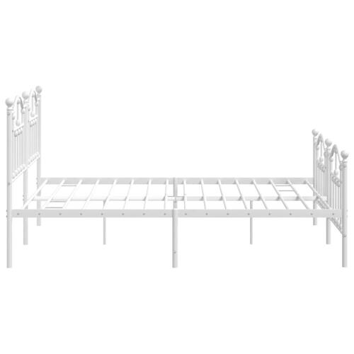 Sengeramme med sengegavl og fodgærde 160x200 cm metal hvid