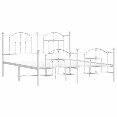 Sengeramme med sengegavl og fodgærde 180x200 cm metal hvid