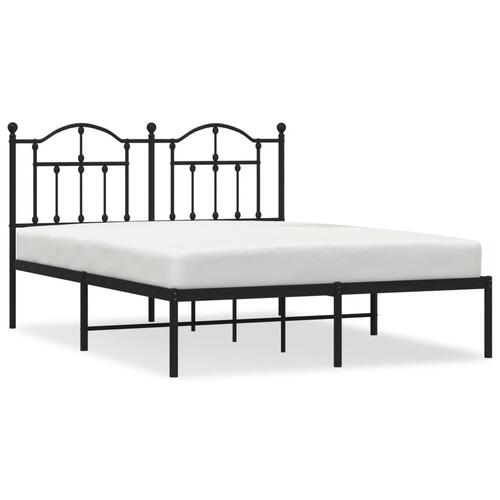 Sengeramme med sengegavl 150x200 cm metal sort