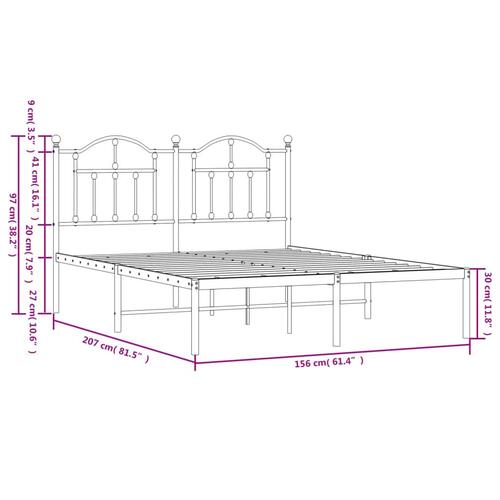 Sengeramme med sengegavl 150x200 cm metal sort