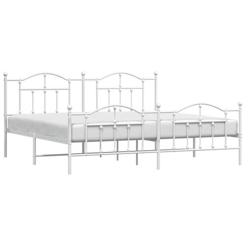 Sengeramme med sengegavl og fodgærde 193x203 cm metal hvid