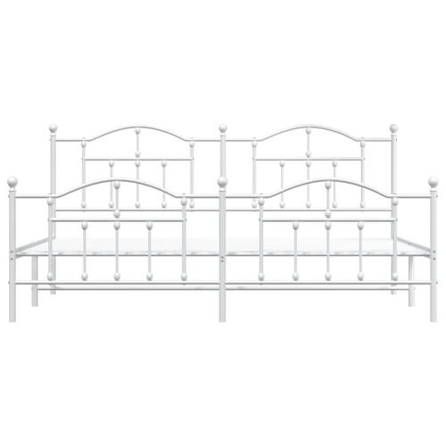 Sengeramme med sengegavl og fodgærde 193x203 cm metal hvid