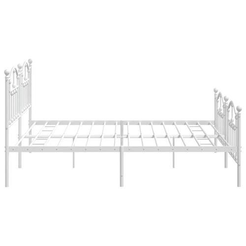 Sengeramme med sengegavl og fodgærde 193x203 cm metal hvid