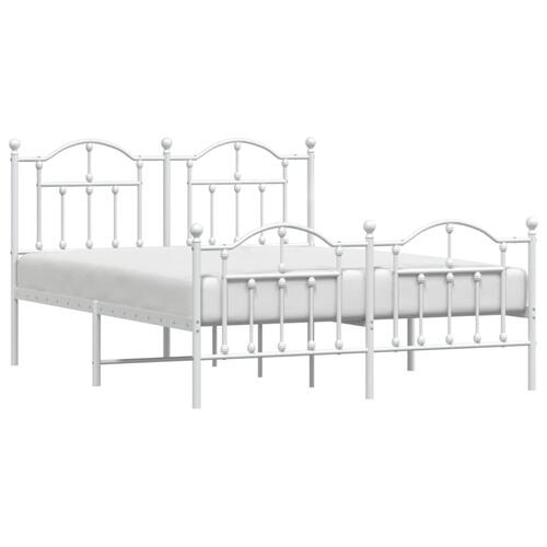 Sengeramme med sengegavl og fodgærde 150x200 cm metal hvid