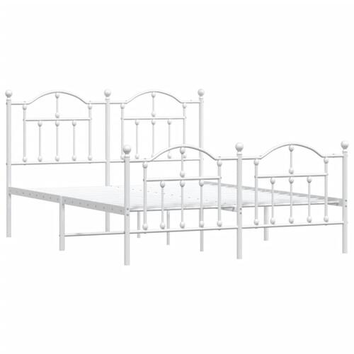 Sengeramme med sengegavl og fodgærde 150x200 cm metal hvid