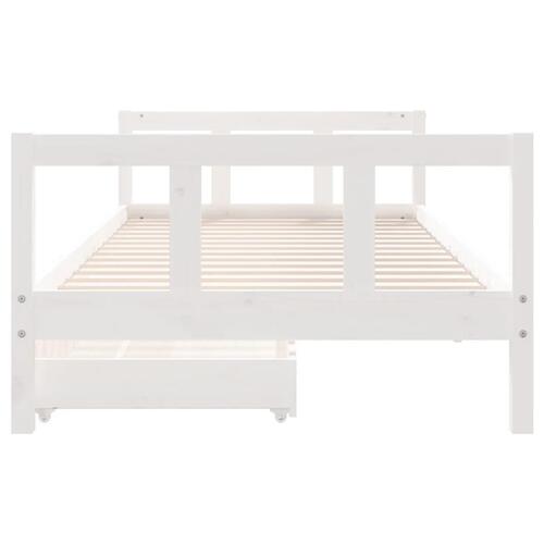 Sengeramme til juniorseng m. skuffer 90x200 cm massivt fyr hvid