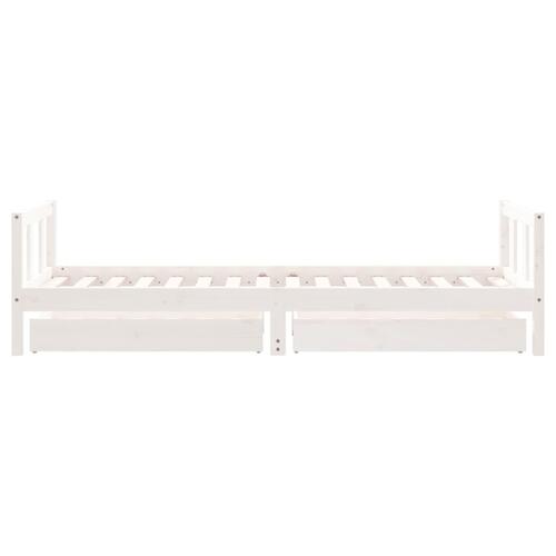 Sengeramme til juniorseng m. skuffer 90x200 cm massivt fyr hvid
