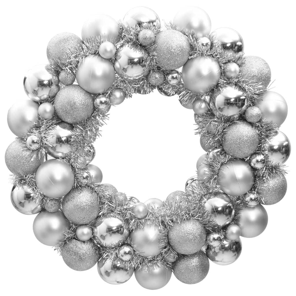 Julekrans 45 cm polystyren sølvfarvet