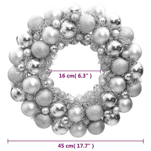 Julekrans 45 cm polystyren sølvfarvet