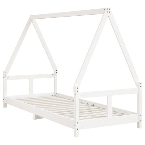 Sengeramme til juniorseng 80x200 cm massivt fyrretræ hvid