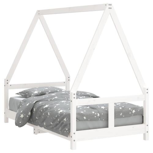 Sengeramme til juniorseng 80x160 cm massivt fyrretræ hvid