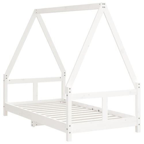 Sengeramme til juniorseng 80x160 cm massivt fyrretræ hvid