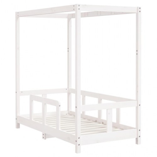 Himmelseng sengeramme til juniorseng 70×140 cm - massivt fyrretræ, hvid