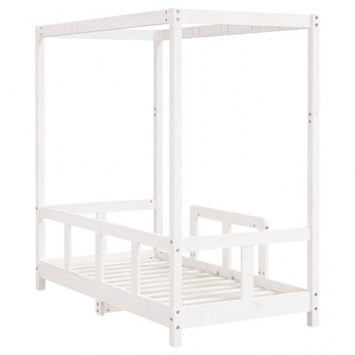 Himmelseng sengeramme til juniorseng 70×140 cm - massivt fyrretræ, hvid