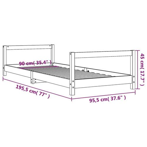 Sengeramme til juniorseng 90x190 cm massivt fyrretræ sort