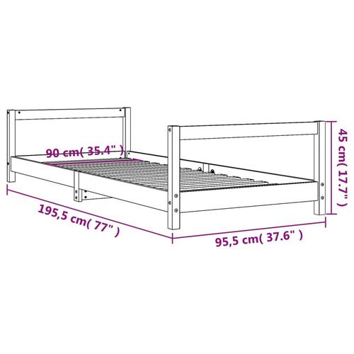 Sengeramme til juniorseng 90x190 cm massivt fyrretræ