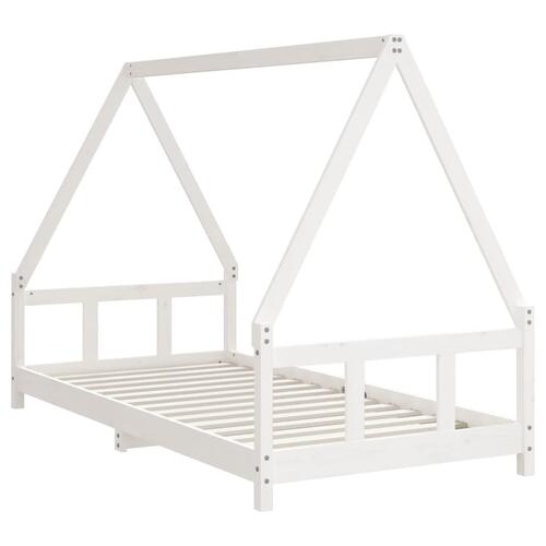 Sengeramme til juniorseng 90x190 cm massivt fyrretræ hvid