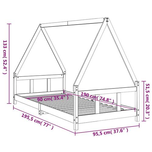 Sengeramme til juniorseng 90x190 cm massivt fyrretræ hvid