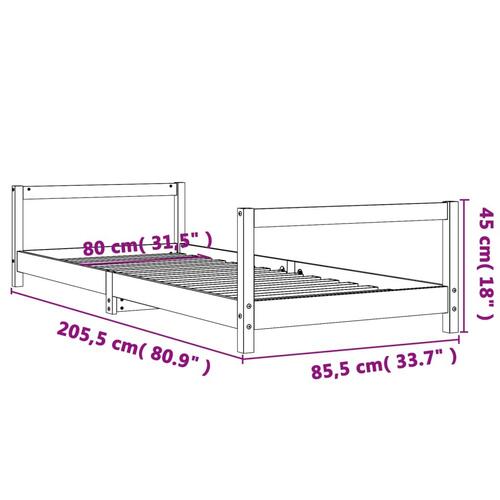 Sengeramme til juniorseng 80x200 cm massivt fyrretræ