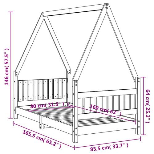 Sengeramme til juniorseng 80x160 cm massivt fyrretræ hvid