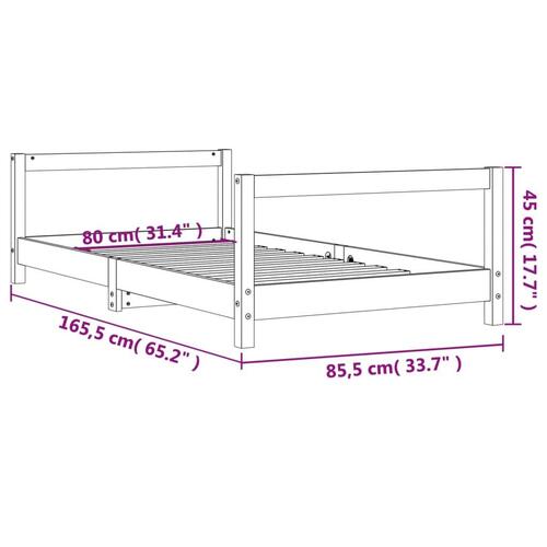 Sengeramme til juniorseng 80x160 cm massivt fyrretræ hvid