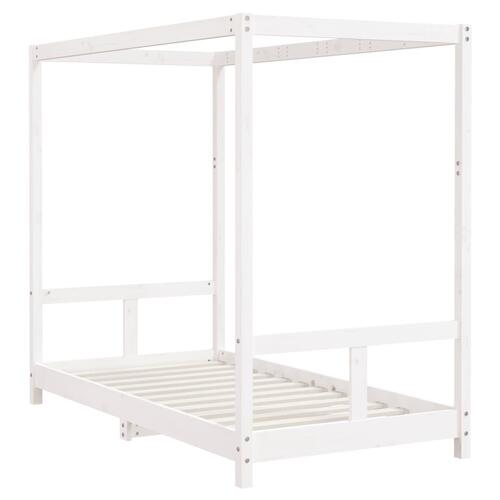 Sengeramme til juniorseng 80x160 cm massivt fyrretræ hvid