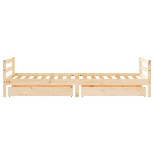 Sengeramme til juniorseng m. skuffer 80x200 cm massivt fyr
