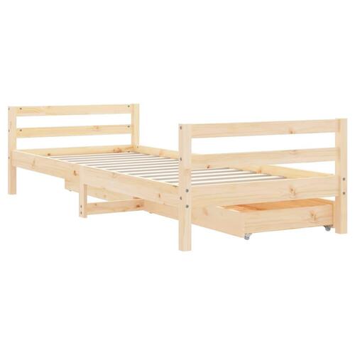 Sengeramme til juniorseng m. skuffer 80x200 cm massivt fyr
