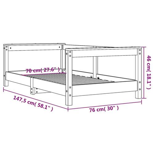 Sengeramme til juniorseng 70x140 cm massivt fyrretræ