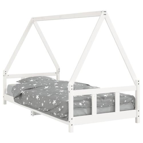 Sengeramme til juniorseng 90x200 cm massivt fyrretræ hvid