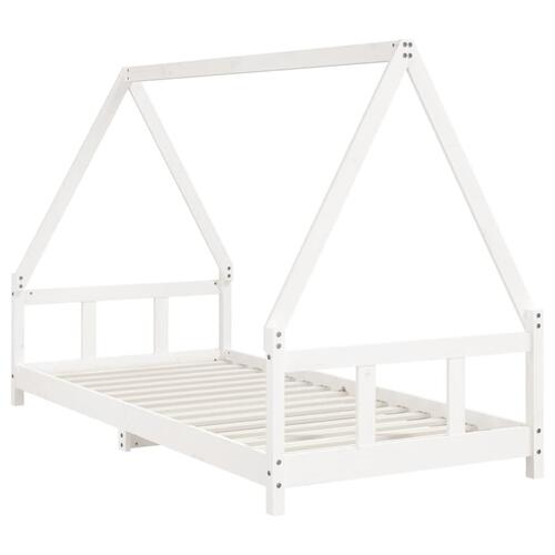 Sengeramme til juniorseng 90x200 cm massivt fyrretræ hvid