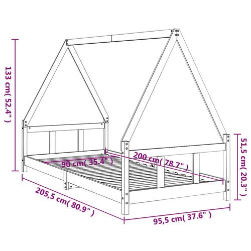 Sengeramme til juniorseng 90x200 cm massivt fyrretræ hvid