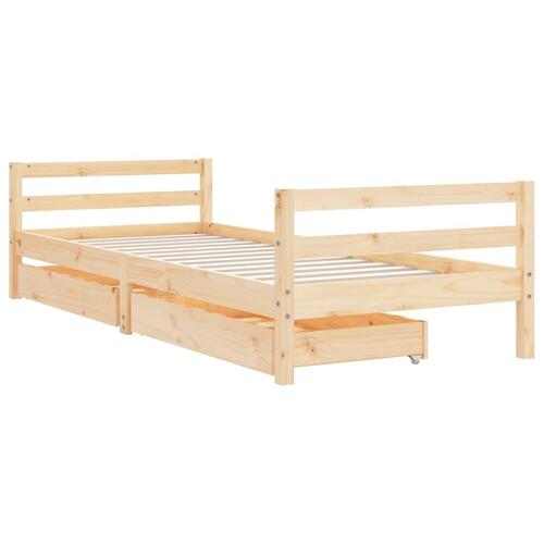 Sengeramme til juniorseng m. skuffer 90x200 cm massivt fyr