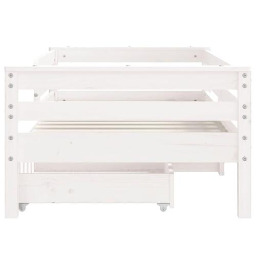 Sengeramme til juniorseng m. skuffer 70x140 cm massivt fyr hvid