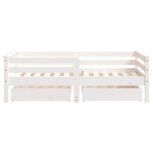 Sengeramme til juniorseng m. skuffer 70x140 cm massivt fyr hvid