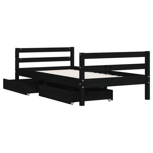 Sengeramme til juniorseng 80x160 cm massivt fyrretræ sort