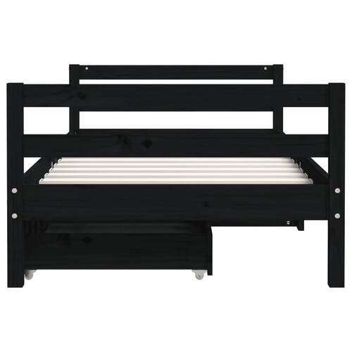 Sengeramme til juniorseng 80x160 cm massivt fyrretræ sort